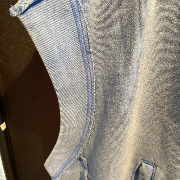 NWT Free People We the Free Tolly Cotton Fleece Short Sleeve Jacket, Blue, XL - Picture 4 of 10